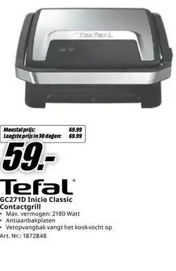 MediaMarkt Tefal GC271D Inicio Classic Contactgrill aanbieding