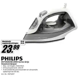 MediaMarkt PHILIPS DST2020/80 2000 Series Grijs Stoomstrijkijzer aanbieding