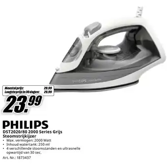 MediaMarkt PHILIPS DST2020/80 2000 Series Grijs Stoomstrijkijzer aanbieding