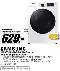 MediaMarkt SAMSUNG WD80TA049BE/EN 5000 serie Was droogcombinatie aanbieding