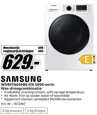 MediaMarkt SAMSUNG WD80TA049BE/EN 5000 serie Was droogcombinatie aanbieding