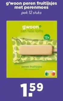 MCD Supermarkt g'woon peren fruitijsjes met perenmoes aanbieding