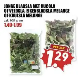 MCD Supermarkt JONGE BLADSLA MET RUCOLA OF VELDSLA, EIKENBLADSLA MELANGE OF KRULSLA MELANGE aanbieding