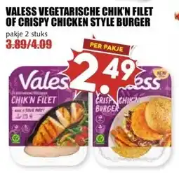 MCD Supermarkt VALESS VEGETARISCHE CHIK'N FILET OF CRISPY CHICKEN STYLE BURGER aanbieding