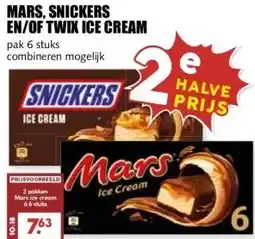 MCD Supermarkt MARS, SNICKERS EN/OF TWIX ICE CREAM aanbieding