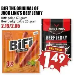 MCD Supermarkt BIFI THE ORIGINAL OF JACK LINK'S BEEF JERKY aanbieding