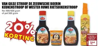 MCD Supermarkt VAN GILSE STROOP, DE ZEEUWSCHE BOERIN KEUKENSTROOP OF WESTER RUWE RIETSUIKERSTROOP aanbieding