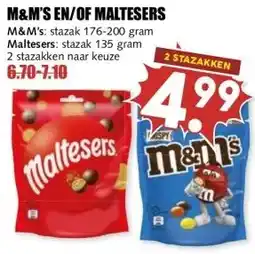 MCD Supermarkt M&M'S EN/OF MALTESERS aanbieding
