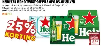 MCD Supermarkt HEINEKEN MONO TWIST-OFF PILS OF 0.0% OF SILVER aanbieding