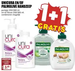 MCD Supermarkt UNICURA EN/OF PALMOLIVE HANDZEEP aanbieding