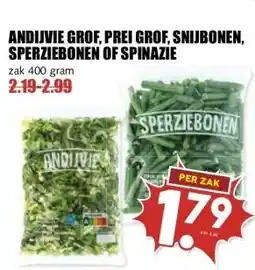 MCD Supermarkt ANDIJVIE GROF, PREI GROF, SNIJBONEN, SPERZIEBONEN OF SPINAZIE aanbieding