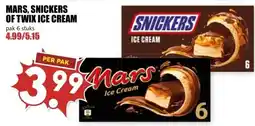 MCD Supermarkt MARS, SNICKERS OF TWIX ICE CREAM aanbieding