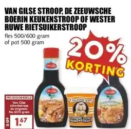 MCD Supermarkt VAN GILSE STROOP, DE ZEEUWSCHE BOERIN KEUKENSTROOP OF WESTER RUWE RIETSUIKERSTROOP aanbieding