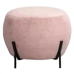 Leen Bakker Poef Rosaly - roze - Ø45x35 cm aanbieding