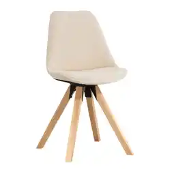 Leen Bakker Eetkamerstoel Senja - bouclé - off-white - naturel hout aanbieding