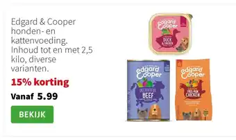 Intratuin Edgard & Cooper honden- en kattenvoeding. Inhoud tot en met 2,5 kilo, diverse varianten. aanbieding