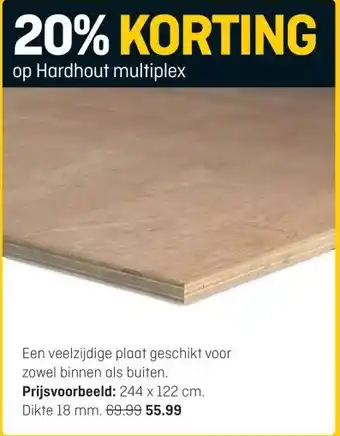 Hubo op Hardhout multiplex aanbieding