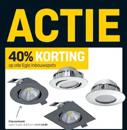 Hubo op alle Eglo Inbouwspots aanbieding