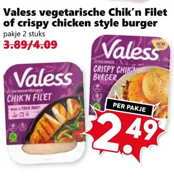 CoopCompact Valess vegetarische Chik'n Filet of crispy chicken style burger aanbieding