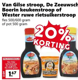 CoopCompact Van Gilse stroop, De Zeeuwsche Boerin keukenstroop of Wester ruwe rietsuikerstroop aanbieding