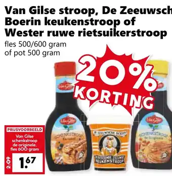 CoopCompact Van Gilse stroop, De Zeeuwsche Boerin keukenstroop of Wester ruwe rietsuikerstroop aanbieding