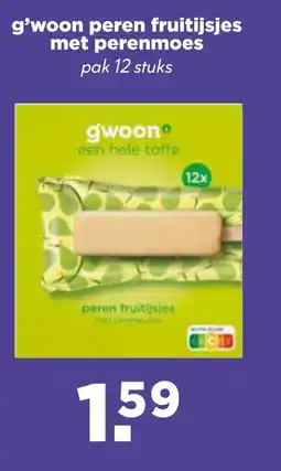 Coop g'woon peren fruitijsjes met perenmoes aanbieding