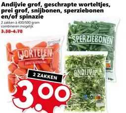 Coop Andijvie grof, geschrapte worteltjes, prei grof, snijbonen, sperziebonen en/of spinazie aanbieding