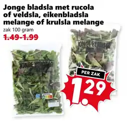 Coop Jonge bladsla met rucola of veldsla, eikenbladsla melange of krulsla melange aanbieding