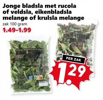 Coop Jonge bladsla met rucola of veldsla, eikenbladsla melange of krulsla melange aanbieding