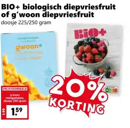 Coop BIO+ biologisch diepvriesfruit of g’woon diepvriesfruit aanbieding