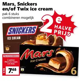 Coop Mars, Snickers en/of Twix ice cream aanbieding
