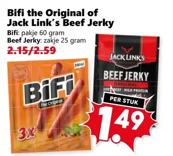 Coop Bifi the Original of Jack Link's Beef Jerky aanbieding