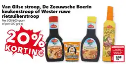 Coop Van Gilse stroop, De Zeeuwsche Boerin keukenstroop of Wester ruwe rietsuikerstroop aanbieding