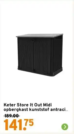 GAMMA Keter Store It Out Midi opbergkast kunststof antraciet 71,5 x 132 x 110 cm aanbieding