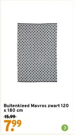 GAMMA Buitenkleed Mavros zwart 120 x 180 cm aanbieding