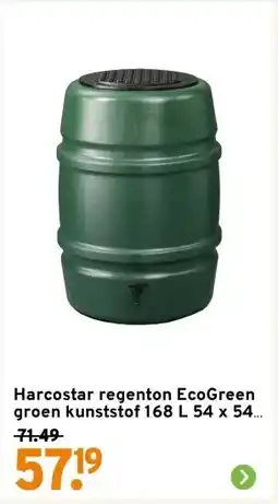 GAMMA Harcostar regenton EcoGreen groen kunststof 168 L 54 x 54 x 79 cm aanbieding
