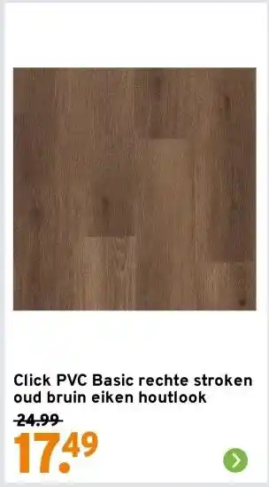 GAMMA Click PVC Basic rechte stroken oud bruin eiken houtlook aanbieding