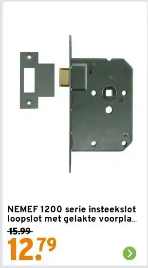 GAMMA NEMEF 1200 serie insteekslot loopslot met gelakte voorplaat Doorn 50mm aanbieding