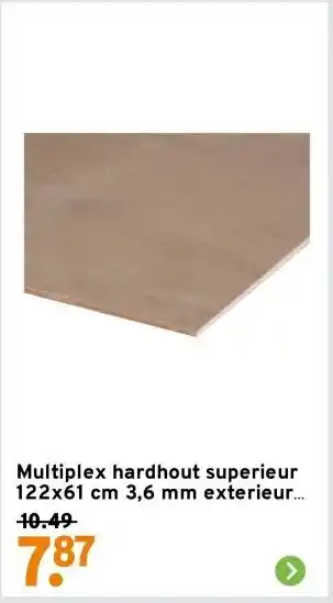 GAMMA Multiplex hardhout superieur 122x61 cm 3,6 mm exterieur verlijmd aanbieding