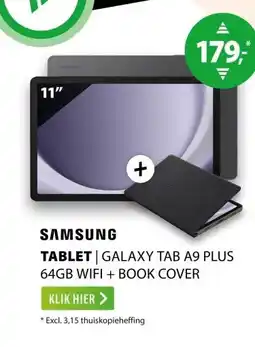 Expert Samsung Galaxy Tab A9 Plus 11 inch 64GB Wifi + Book Cover Grijs aanbieding