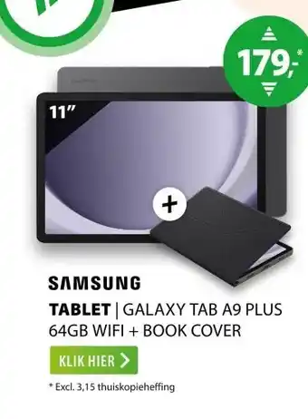 Expert Samsung Galaxy Tab A9 Plus 11 inch 64GB Wifi + Book Cover Grijs aanbieding