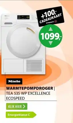 Expert Miele TEA 535 WP Excellence EcoSpeed aanbieding