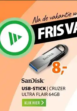 Expert SanDisk Cruzer Ultra Flair 64GB (USB 3.0) Zwart aanbieding