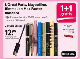 Etos L'Oréal Paris, Maybelline, Rimmel en Max Factor mascara aanbieding