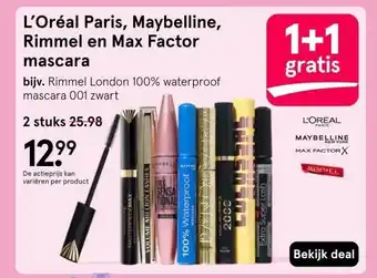 Etos L'Oréal Paris, Maybelline, Rimmel en Max Factor mascara aanbieding