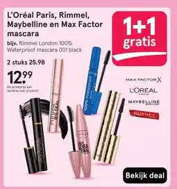 Etos L'Oréal Paris, Rimmel, Maybelline en Max Factor mascara aanbieding