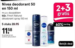 Etos Nivea deodorant 50 en 150 ml aanbieding