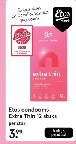 Etos Etos condooms Extra Thin 12 stuks aanbieding