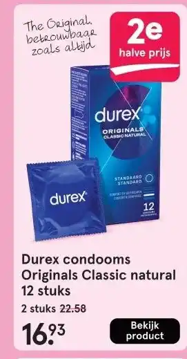 Etos Durex condooms Originals Classic natural 12 stuks aanbieding