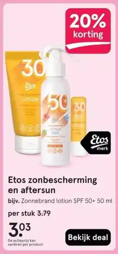 Etos Etos zonbescherming en aftersun aanbieding